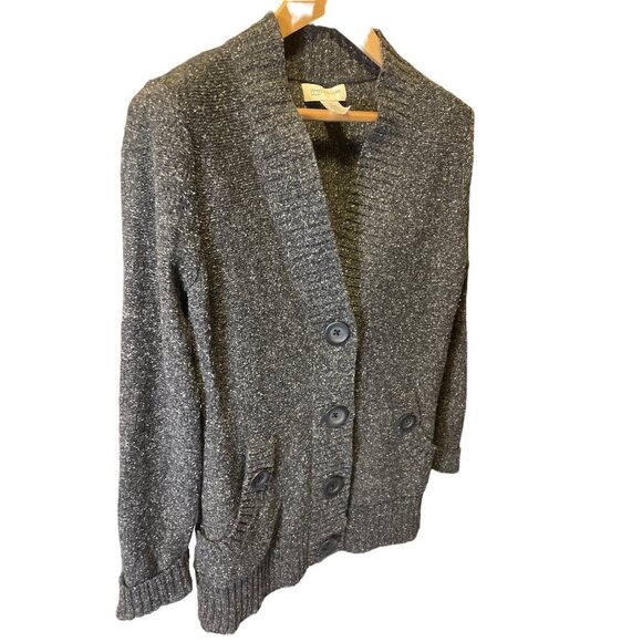 Jones New York Gray Knit Buttoned Grandpa Cardigan Sweater Sz M - Picture 3 of 7